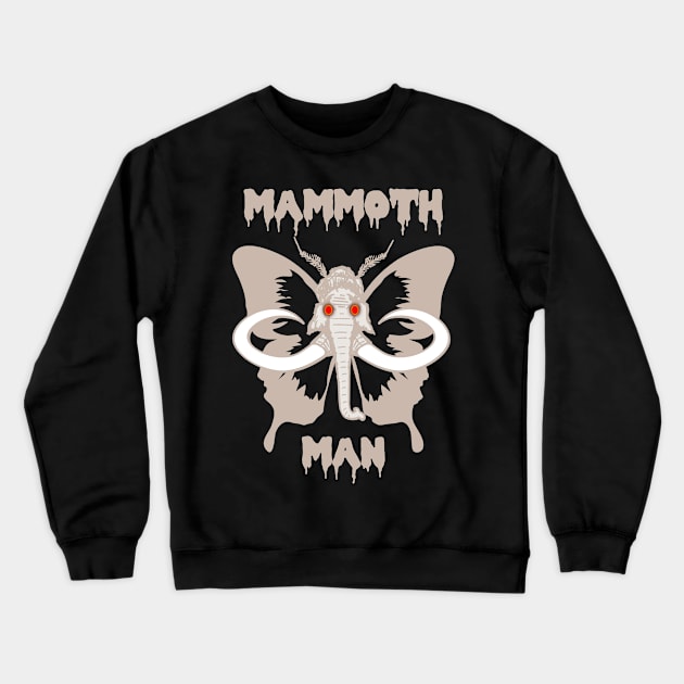 Mammoth Man (Moth Man) Silly Pun Crewneck Sweatshirt by Talesbybob